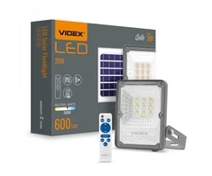 Saulės - solar prožektorius su jutikliu LED 20W Videx, baterija LiFePO4 5000 mAh