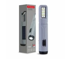 Žibintuvėlis LED su saulės baterija ir reguliuojamu apšvietimu 50+50Lm, Titanum, įmontuota baterija Li-ion 18650 800mAh