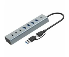 „Conceptronic“ „Conceptronic HUBBIES20G“ koncentrinis šakotuvas, USB 3.2 Gen 1 (3.1 Gen 1) Type-C, 5000 Mbit/s, pilkas
