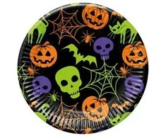 8 vnt. popierinės lėkštutės „Halloween Happy“ 23 cm FSC