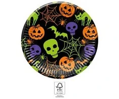 8 vnt. popierinės lėkštutės „Halloween Happy“ 23 cm FSC
