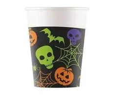 8 vnt. popierinių puodelių su užrašu „Halloween Happy“ po 200 ml FSC