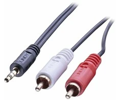 Garso Kabelis - Lindy 3,5 Mm Į 2 RCA Stereo 10 M Auksu Dengti Kontaktai