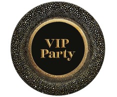 Auksinės VIP popierinės lėkštės, 8 vnt., 22,7 cm