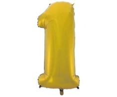 Auksinis folijos balionas „Skaičius 1“, 92 cm