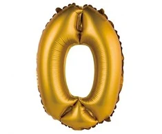 GoDan folijos balionas numeris 0, auksinis, matinis, 35 cm