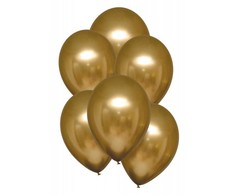 Aukso spalvos atlasiniai balionai, 6 vnt. 11 colių (27,5 cm)