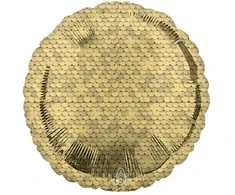 Aukso spalvos, auksinio blizgučių rašto folijos balionas, 43 cm