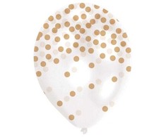 Aukso spalvos konfeti balionai, 6 vnt. 11 colių (27,5 cm)