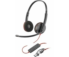 Ausinės HP Poly Blackwire 3220 stereo USB-C  + USB-C/A adapteris, juodos spalvos