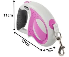 Automatinis pavadėlis šunims iki 20 kg, 5 m, rožinis