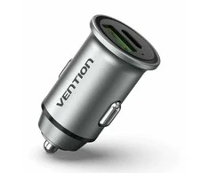 Vention Dviejų prievadų automobilinio įkroviklio ventiliacija FFBH0 USB A+C(18/20) Pilka
