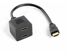 LANBERG AD-0019-BK adapter HDMI-AM->HDMI-AF x2 splitter 20cm