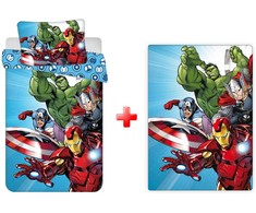 „Avengers“ šviesiai mėlynas vaikiškas patalynės komplektas ir vilnos antklodė