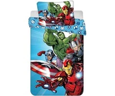 „Avengers“ šviesiai mėlynas vaikiškas patalynės komplektas 100–135 cm, 40–60 cm