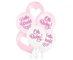 „Baby Oh Girl“ pasteliniai balionai, 6 vnt. 12 colių (30 cm)