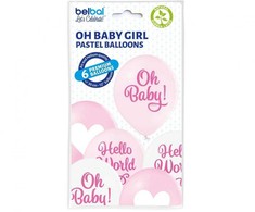 „Baby Oh Girl“ pasteliniai balionai, 6 vnt. 12 colių (30 cm)