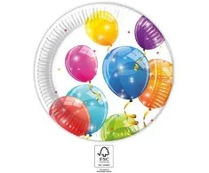 GoDan Eco popierinės lėkštės su spalvotais balionais 23cm