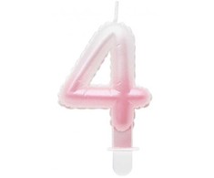 Baltai rožinė „Number Ombre“ žvakė „Number 4“, gimtadienio žvakė