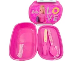 Barbie Love sumuštinių dėžutė + stalo įrankių rinkinys
