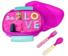 Barbie Love sumuštinių dėžutė + stalo įrankių rinkinys