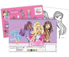 Barbie Paints A/4 spiralinė eskizų knygelė su 40 puslapių ir lipdukais
