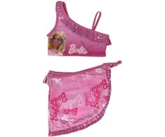Barbie stiliaus vaikiškas bikini ir sarongo komplektas 3-8 metų vaikams