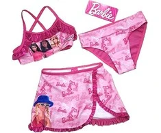 Barbie stiliaus vaikiškas bikiniuko ir sijono komplektas 3-8 metų vaikams
