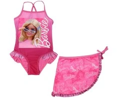 Barbie stiliaus vaikiškas maudymosi kostiumėlio ir sarongo komplektas 3-8 metų vaikams