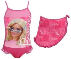 Barbie stiliaus vaikiškas maudymosi kostiumėlio ir sarongo komplektas 3-8 metų vaikams