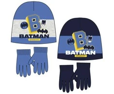 Kepurė Batman vaikiška kepuraitė + pirštinės rinkinys Gotamo mieste 52-54 cm