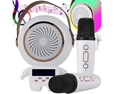 Belaidis karaoke garsiakalbis su Bluetooth ir 2 mikrofonais