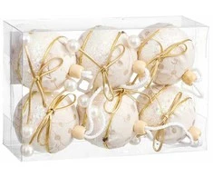 Bigbuy Christmas Eglutės rutuliukai Balta Auksinis Polyfoam Medžiaga Lasas 6 x 6 x 6 cm (6 vnt.)