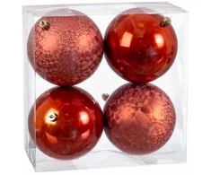 Bigbuy Christmas Eglutės rutuliukai Varinis Plastmasinis 10 x 10 x 10 cm (4 vnt.)