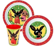 Bing Happy Bunny pietų rinkinys, mikroplastiko, su puodeliu 260 ml