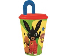 Bing Plastikinis šiaudelis-puodelis su banguojančia rankena, 430 ml