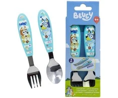 „Bluey Yummy“ metalinis ergonomiškas stalo įrankių rinkinys – 2 dalys