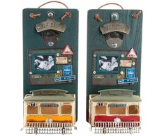 Butelių atidarytuvas DKD Home Decor Self Serve Medžio Metalinis (2 pcs) (26 x 12 x 9 cm)