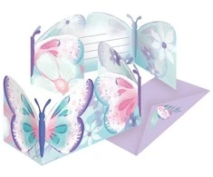 Usorteret „Butterfly Flutter“ vakarėlio kvietimų rinkinys, 8 vnt.