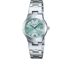 Moteriškas laikrodis Casio LTP-1241D-3A, su dėžute, žalsvas ciferblatas