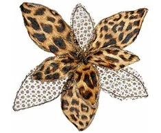 Krist+ Dekoratyvinė gėlė Leopardas 24 cm Kalėdos Ruda