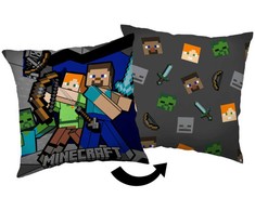 Poduszka dekoracyjna 40x40 Minecraft tryb przetrwania grafito kolorowa dvipusė JF 02