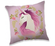 Poduszka dziecięca 40x40 Vienaragis unicorn kwiaty koń kucyk konik 4805 rožinė