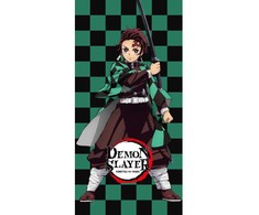 Rankšluostis Ręcznik plażowy 70x140 Demon Slayer žalia szachownica Halantex