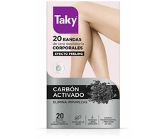 Taky Carbon Activado Bandas Cera Corporales Depilatorias 20 U