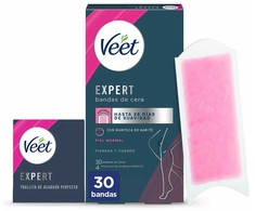 Veet Expert Cold Wax Strips for Legs and Body Hair Removal depiliacinės vaško juostelės, 30 vnt.
