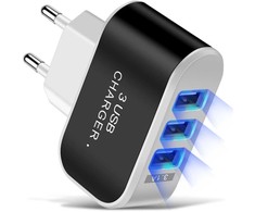 Greito įkrovimo įkroviklis 5W, 3x USB, Quick Charge 3.0