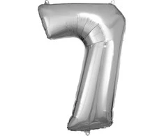 AMSCAN folijos balionas Didelis numeris 7 sidabrinis 57x86cm N34 supakuotas 9906292