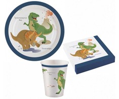 Dinozaurų linksmybių rinkinys su 36 detalėmis ir 23 cm lėkštėmis