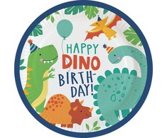 Dinozaurų popierinės lėkštės Dino-Mate, 8 vnt., 23 cm